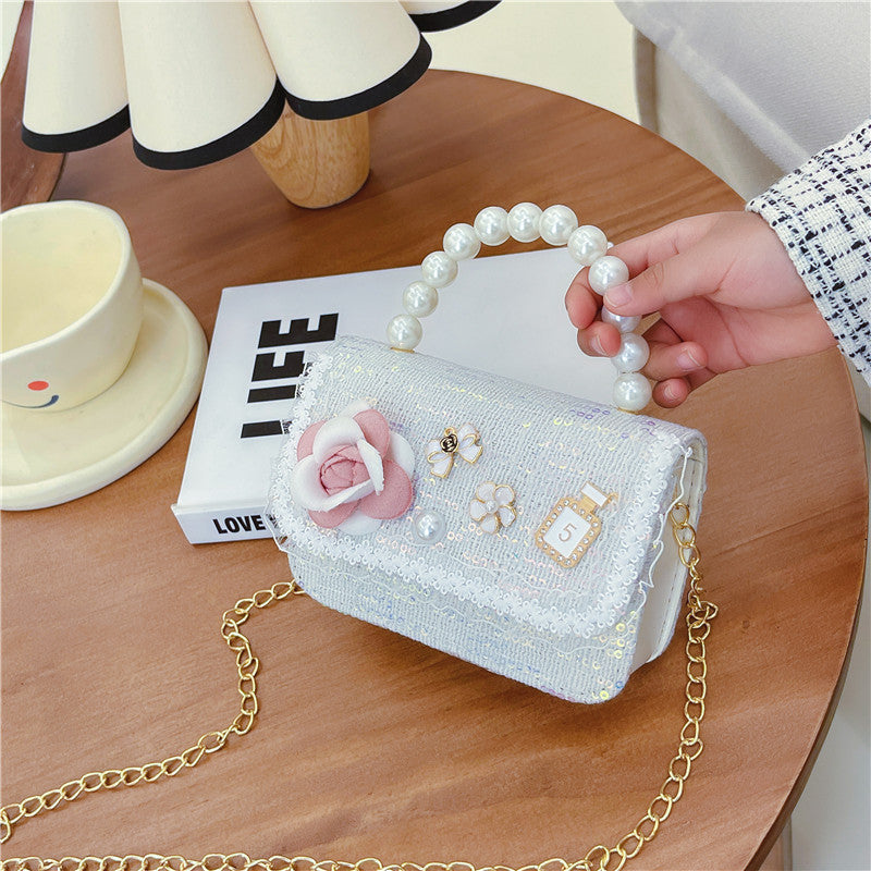 Wholesale Cotton Linen Xiaoxiangfeng Children's Pearl Accessories Handbag